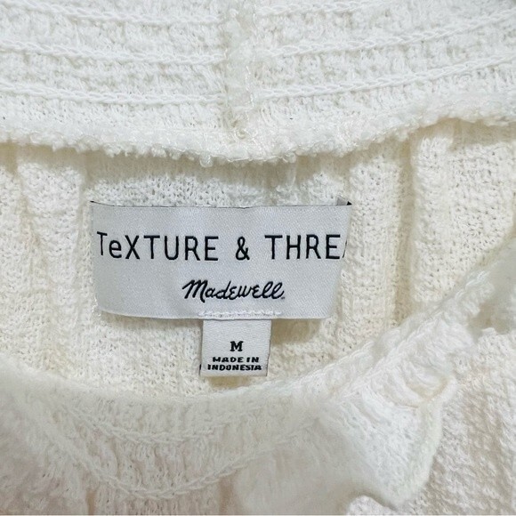 Madewell Texture & Thread Cream Ruffled Mockneck Top Bell Sleeve Women's Medium - Picture 4 of 9